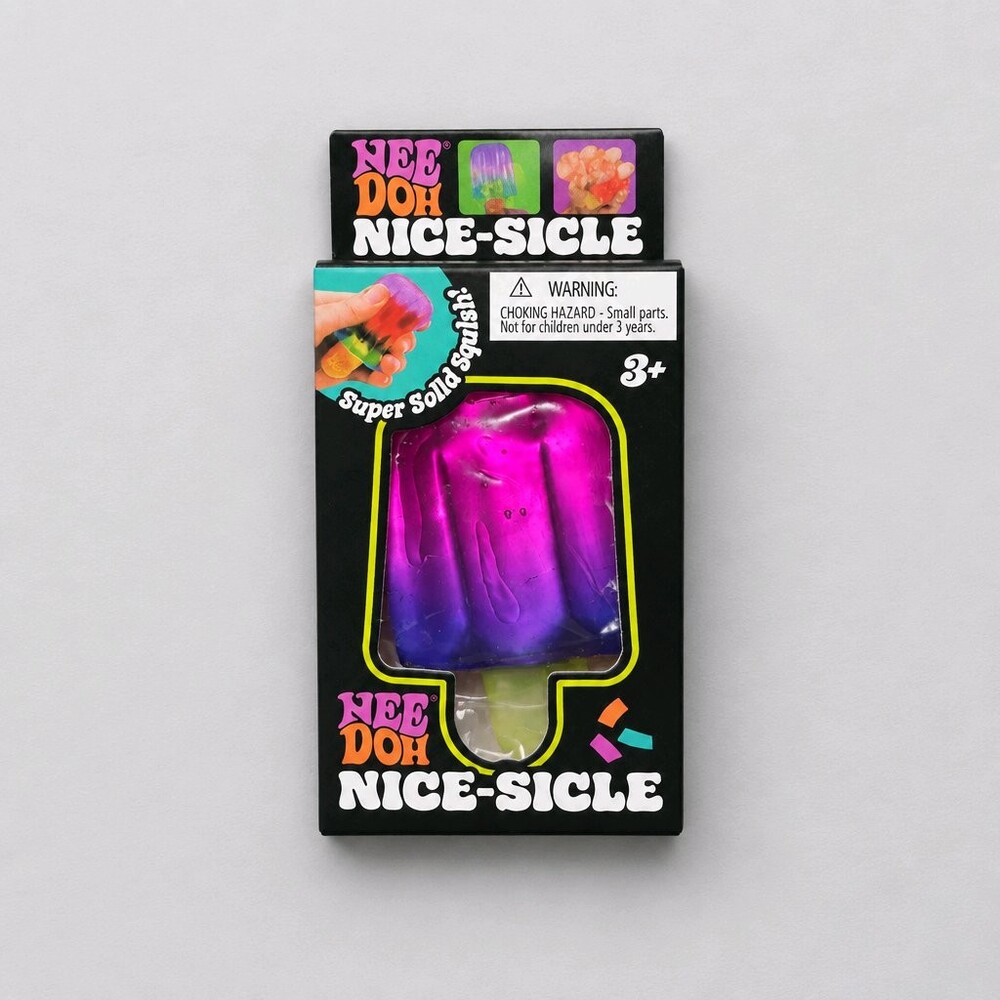 Nee Doh Nice-Sicle Purple and Pink Popsicle Squishy Toy Super Solid Squish